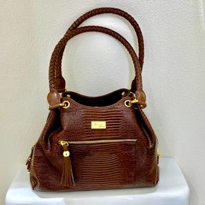 Isabella Adams Embossed Leather Shoulder Bag
